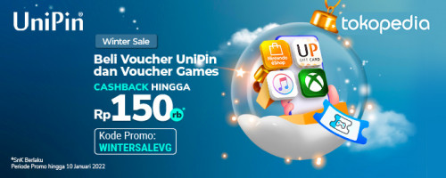 Promo Cashback hingga Rp 150.000 Voucher UniPin & Games di Winter Sale Tokopedia 2022